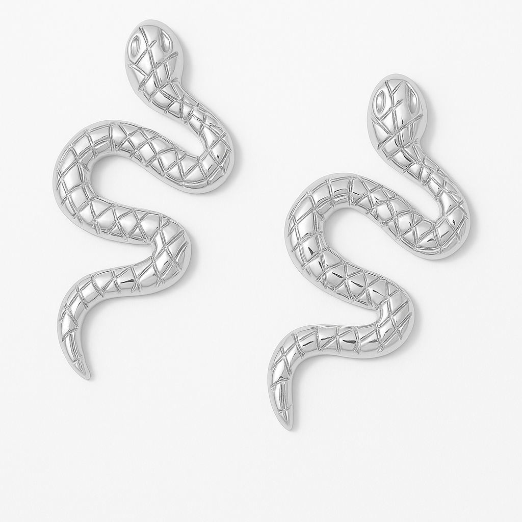 Slangen oorbellen - stainless steel