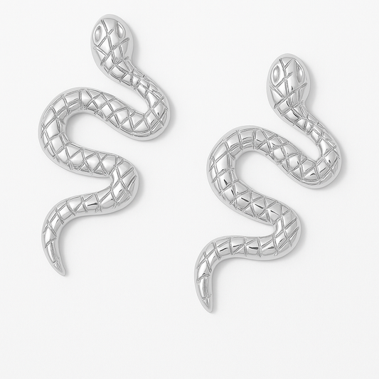 Slangen oorbellen - stainless steel