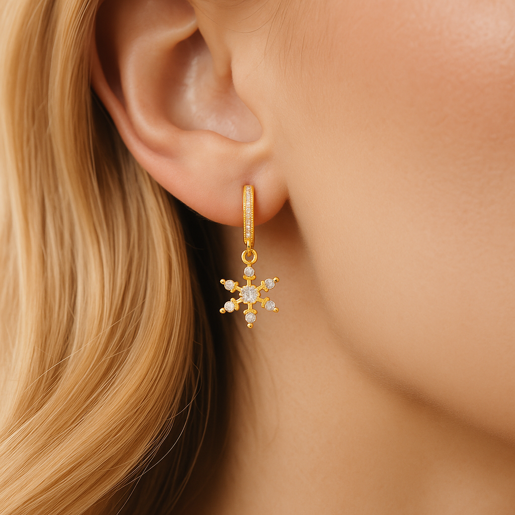 Sneeuwvlok oorbellen - stainless steel