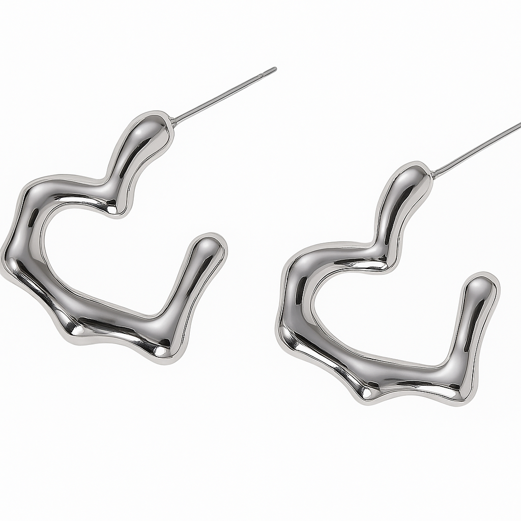 Harten oorbellen - stainless steel