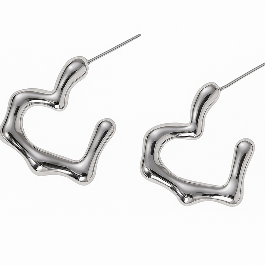 Harten oorbellen - stainless steel