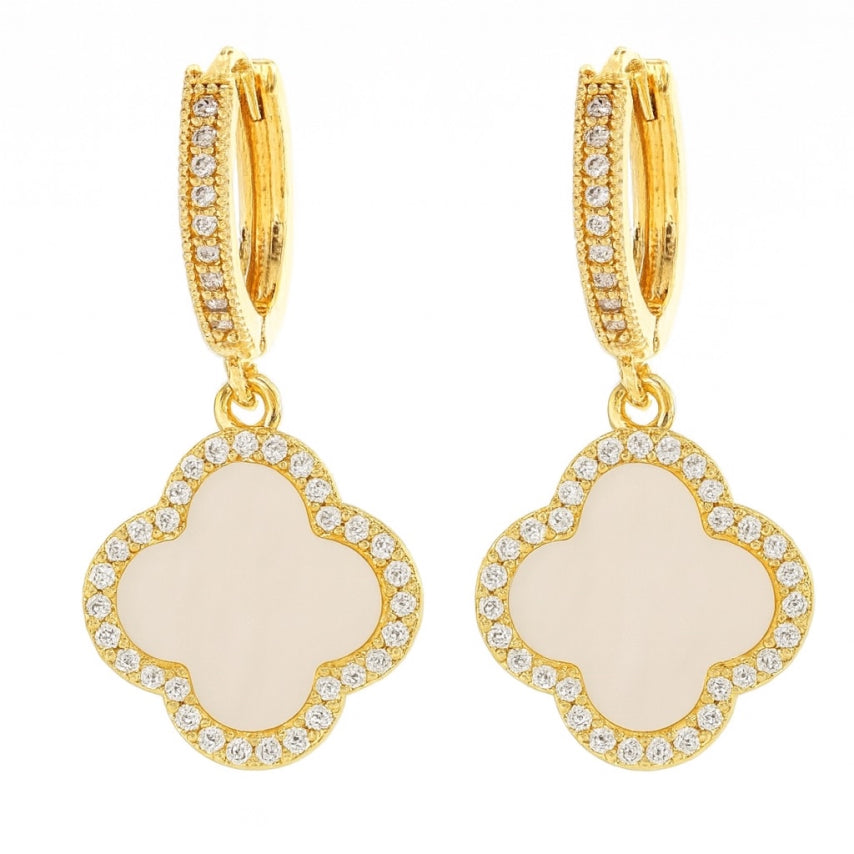 Gouden klavertje 4 oorbellen -