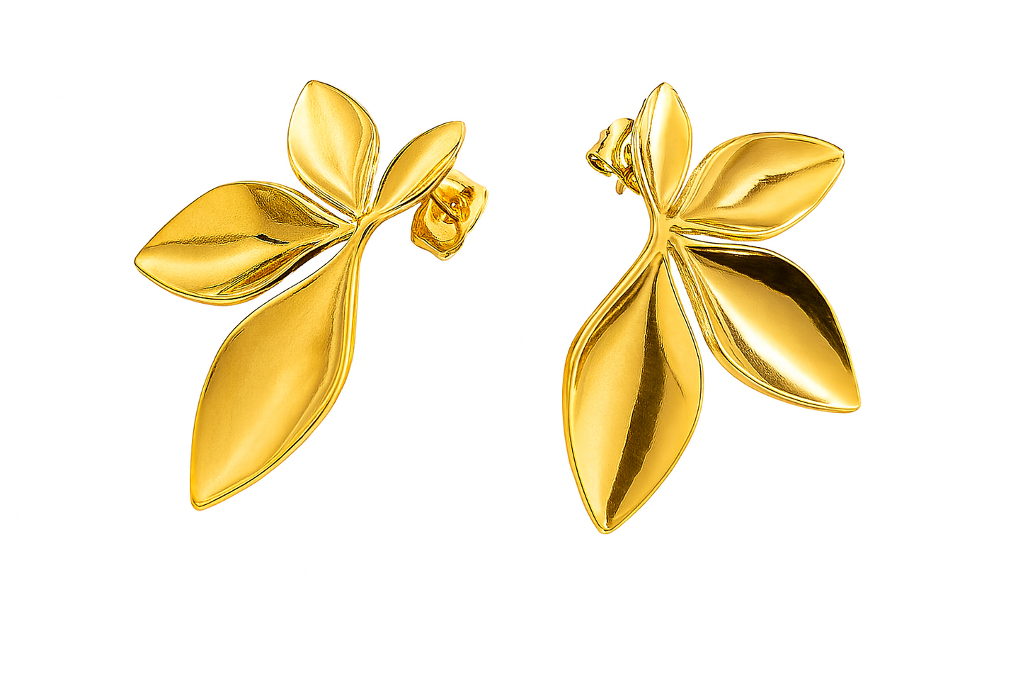 Organische bloem oorbellen - stainless steel