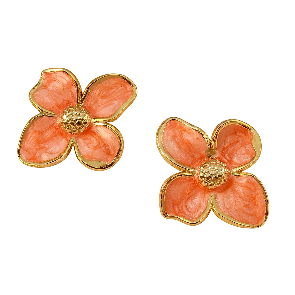 Perzik bloem Oorbellen – Stainless steel